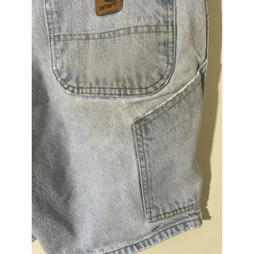 Vintage 90s Carhartt Size 38 B29STW Denim carpenter Shorts Jorts Distressed Work